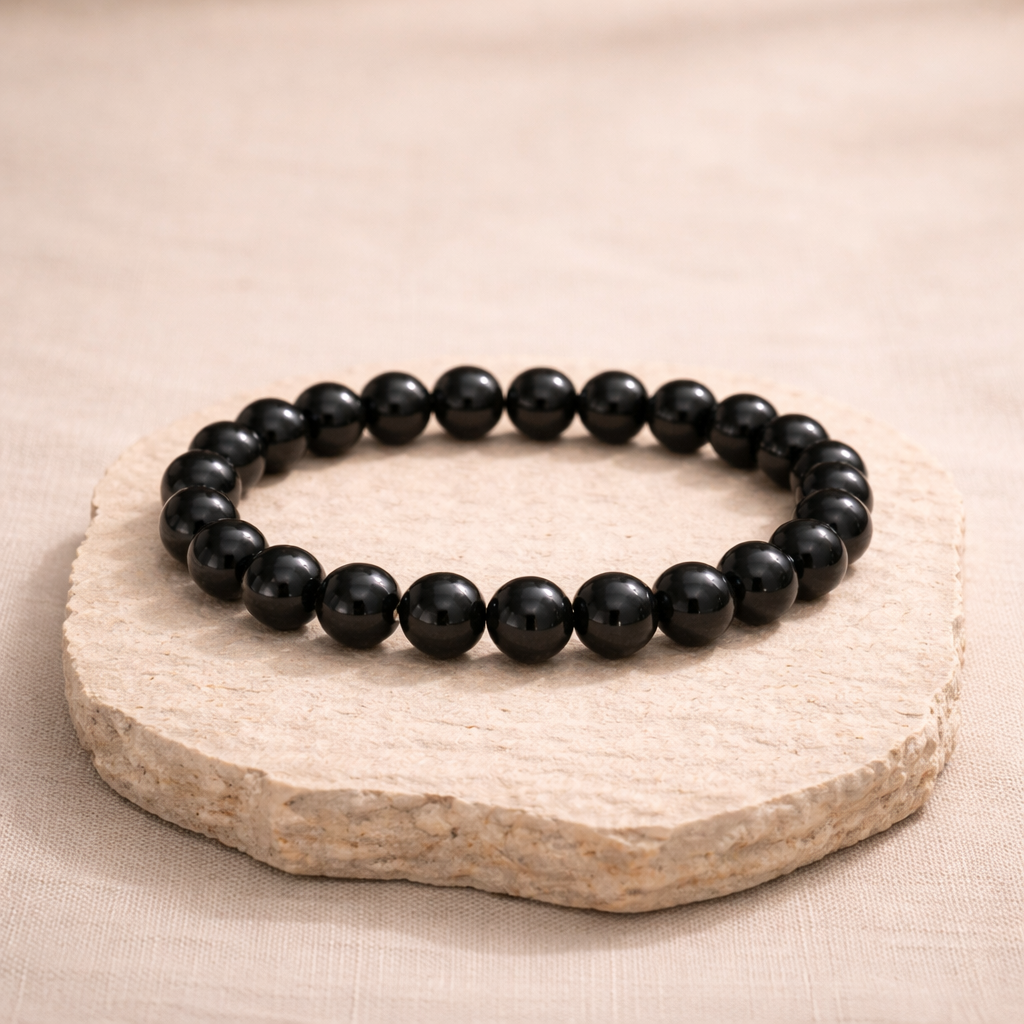 Black Tourmaline Crystal Bracelet for Protection & Grounding