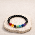Lava Stone & 7 Chakra Healing Bracelet for Balance & Energy